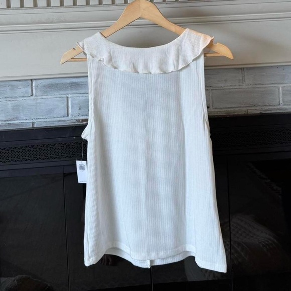 Old Navy Ruffle Ribbed Tank Ivory NWT Large - Picture 3 of 6